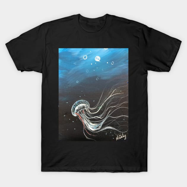 Jellyfish in the Deep Blue Sea T-Shirt by artdesrapides